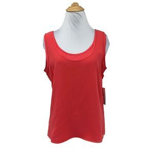 DKNY Tank Top Womens S Small Pink Strawberry Double Layer Scoop Neck Sleeveless